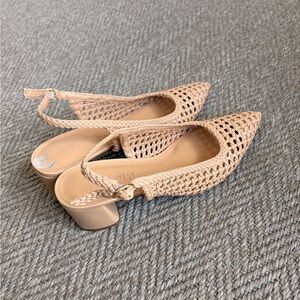 Nine West Tan Woven Block Heels Size 7.5